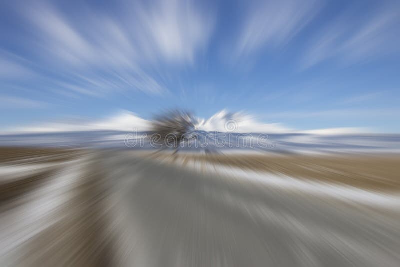Blurred landscape in winter in the Slovak Mountains.