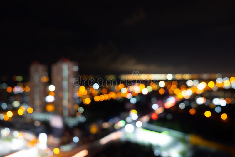 Blurred lighting city and lighting building bokeh background royalty free stock photography