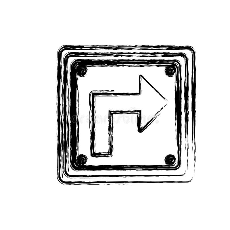 Blurred silhouette square frame turn right traffic sign stock illustration