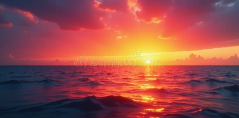 Blurred sunset paints the sea with orange and red streaks, creating a dynamic backdrop , evening, rays vector illustration