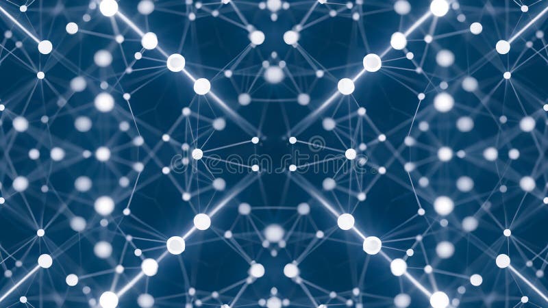 Blurred symmetrical abstract lines and dots connected network technology data center concept background soft focus vector illustration
