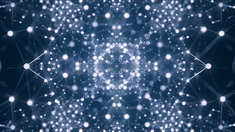 Blurred symmetrical abstract lines and dots connected network technology data center concept background soft focus vector illustration