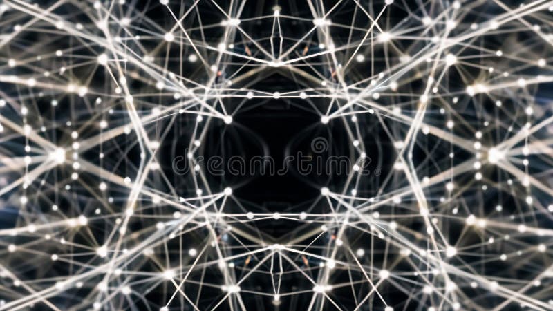 Blurred symmetrical abstract lines and dots connected network technology data center concept background soft focus royalty free illustration