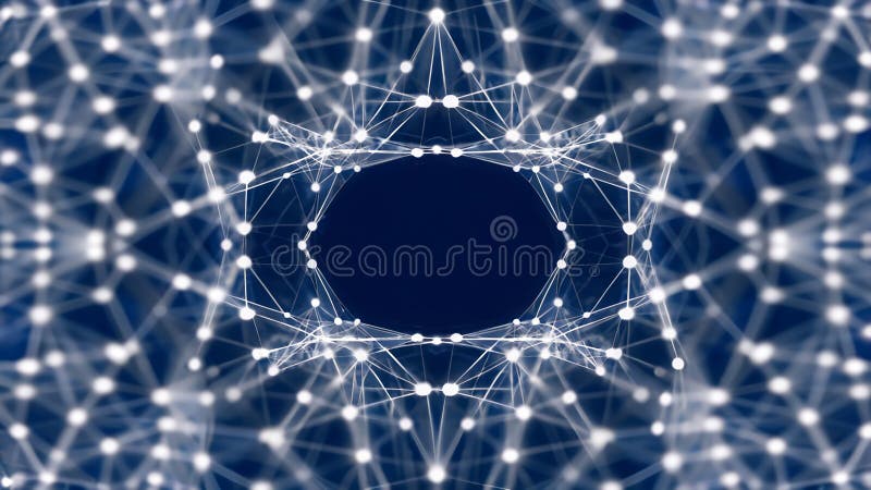 Blurred symmetrical abstract lines and dots connected network technology data center concept background soft focus royalty free illustration