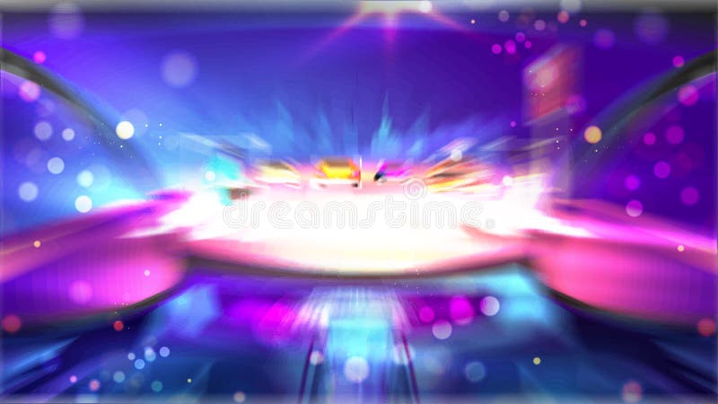 Blurred urban city view through car windshield with bokeh effect, futuristic technology concept based motion background. Lighting bokeh illustrations
