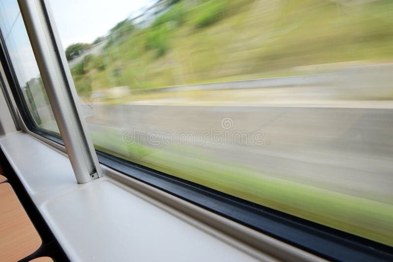 View from the Window of Speeding Train Stock Photo Image of