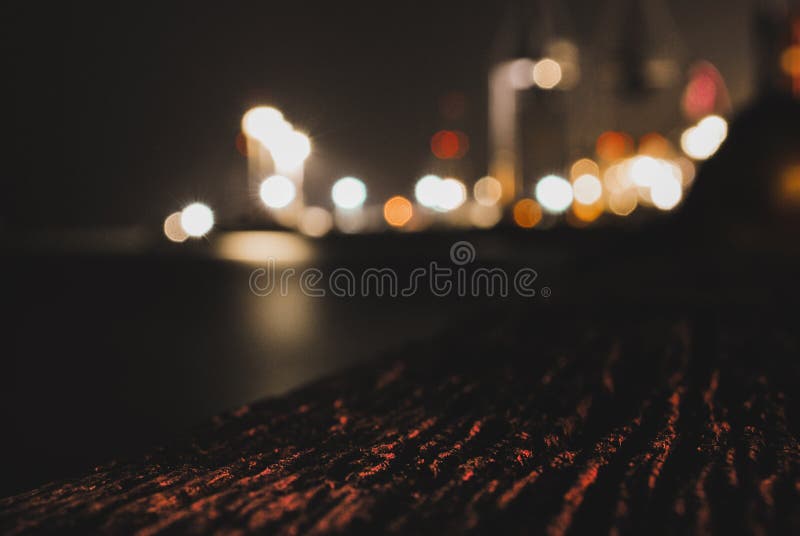 Blurry harbour at night