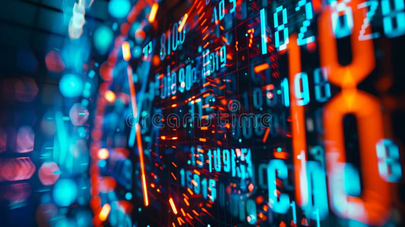 O imagine neclară a ecranului computerizat cu numere stock photo