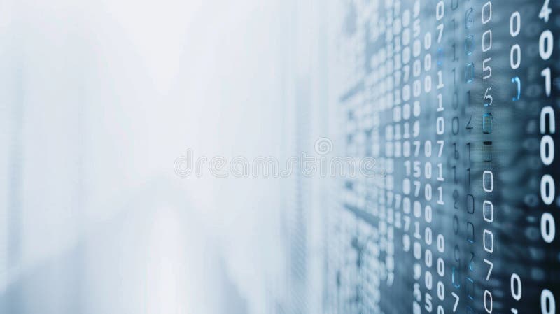 O imagine neclară a unui ecran de calculator cu numere și litere ai stock photo