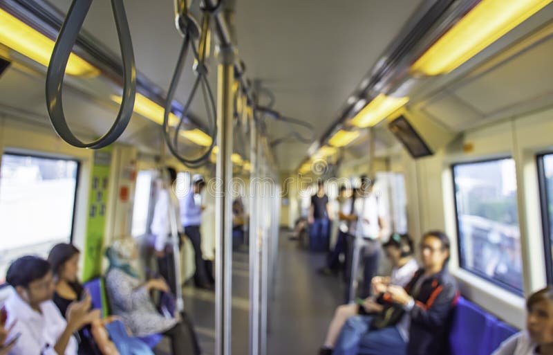 Blurry image of a passenger Subway train royalty free stock photo