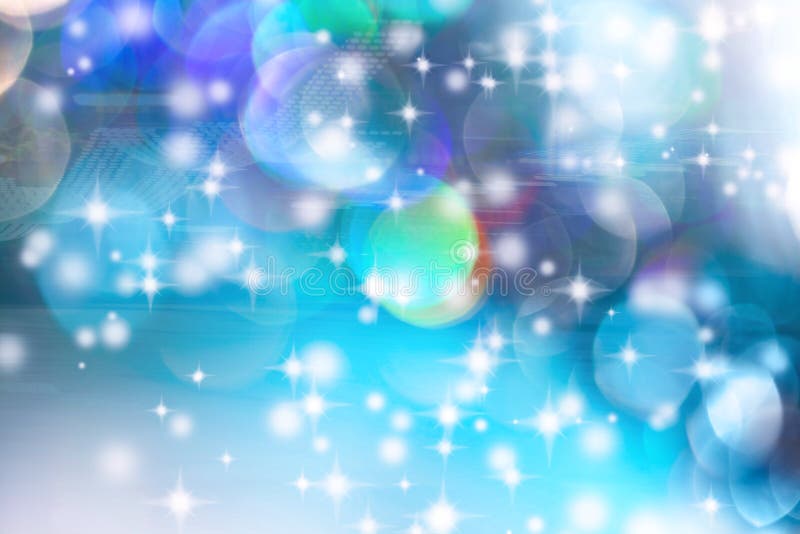 Blurry Lights Christmas Tree Light on Blue Background Stock Photo