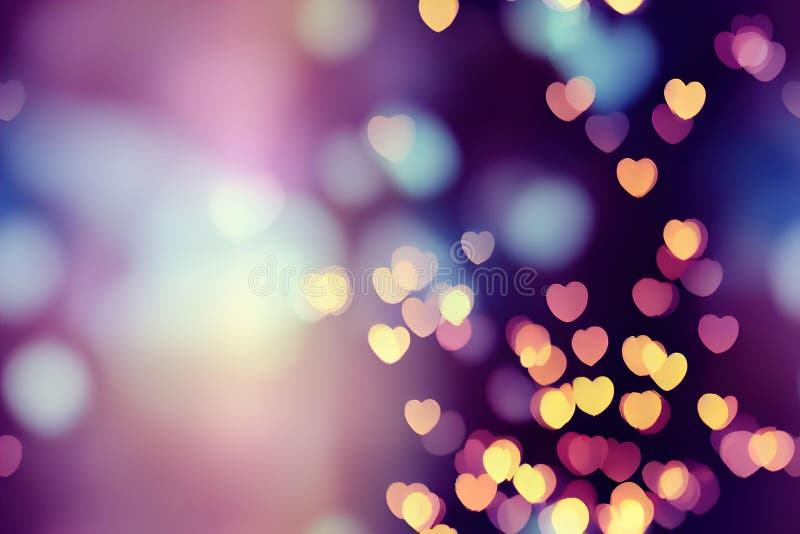 A Blurry Photo of a Bunch of Hearts on a Purple Background with a