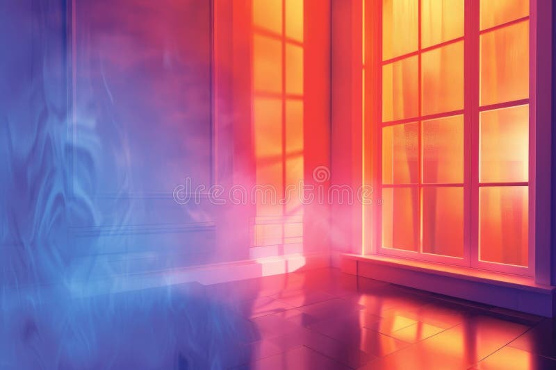 A blurry photo of an interior room with a window, great for use in presentations or as a placeholder stock images
