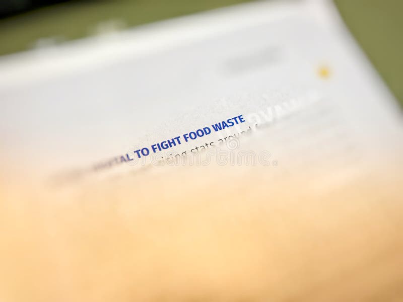 Blurry text and highlighting of to fight food waste