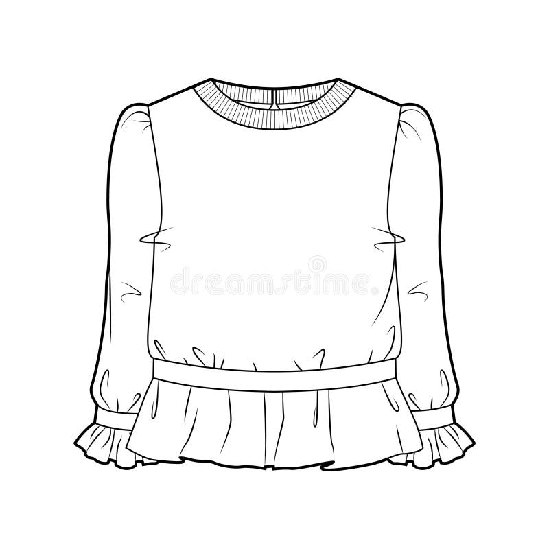Tech sketch of a blouse for further product development. Tech sketch of a blouse for further product development