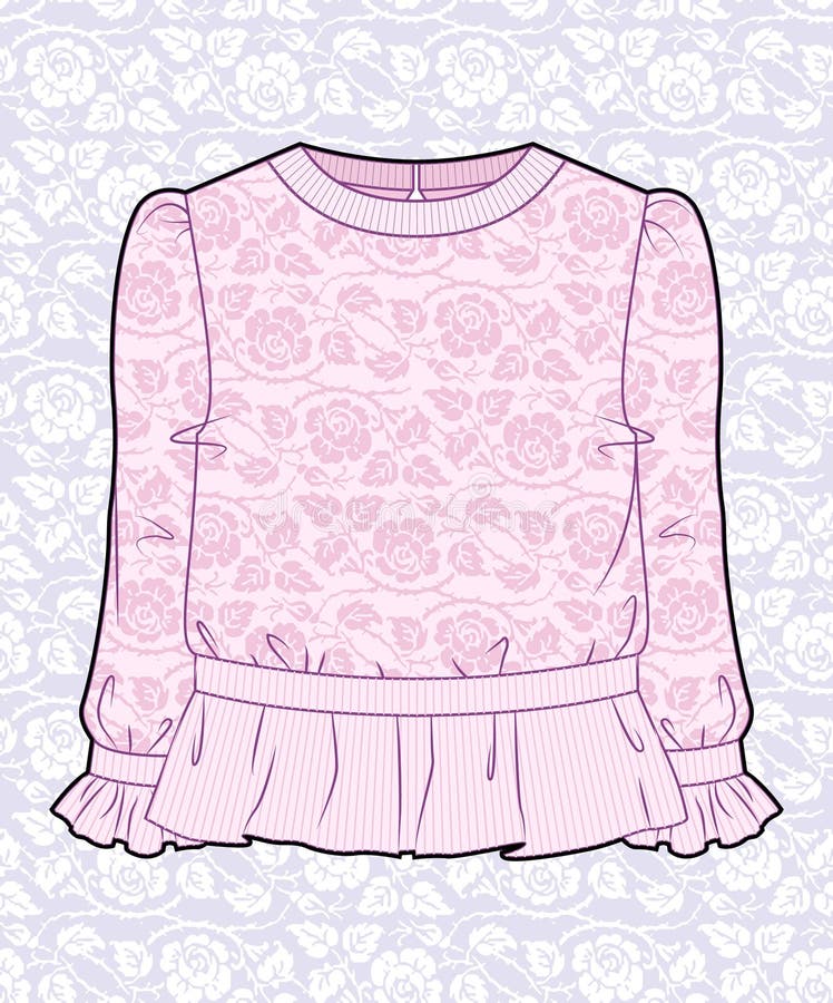 Colored tech sketch of a blouse for further product development. Colored tech sketch of a blouse for further product development