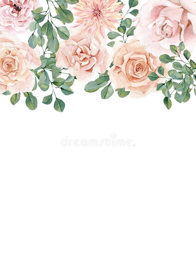 Blush floral wedding banner watercolor with hand drawn boho flower, rose, peony, eucalyptus branches. vector illustration Blush floral wedding banner watercolor with hand drawn boho flower, rose, peony, eucalyptus branches. vector illustration