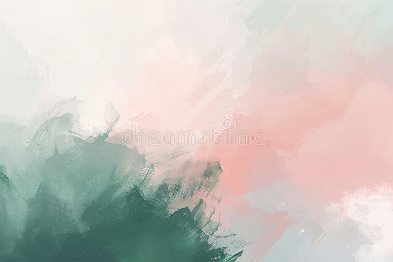 Blush-rosa och mjuk sage grön fusionskoncentration abstrakt fjäderbakgrund i lugnande färger stock illustrationer