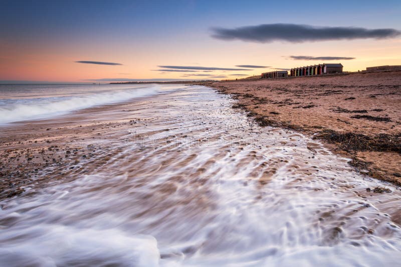 Blyth Beach retreating waves