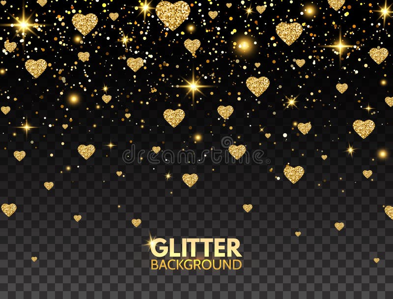 Blänka hjärtakonfettier Guld blänker partikeleffekt för lyxigt hälsningkort Mousserande textur Ljus design för valentindag vektor illustrationer Blänka hjärtakonfettier Guld blänker partikeleffekt för lyxigt hälsningkort Mousserande textur Ljus design för valentindag vektor illustrationer