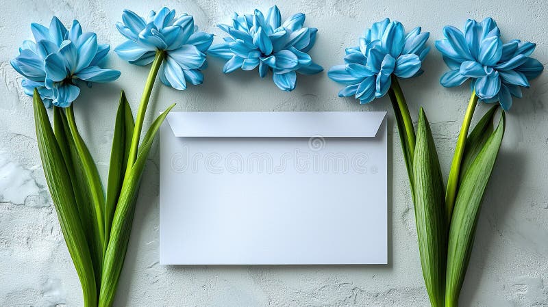 Blå blommor och blankomslag på texturerad bakgrund vektor illustrationer