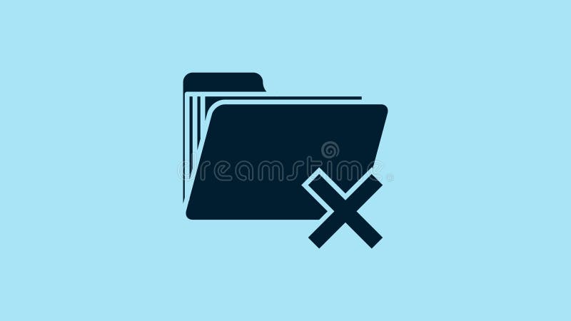 Blå borttagningmappikon isolerad på blå bakgrund. mapp med papperskorgen. ta bort eller felmapp. stänga dator stock illustrationer