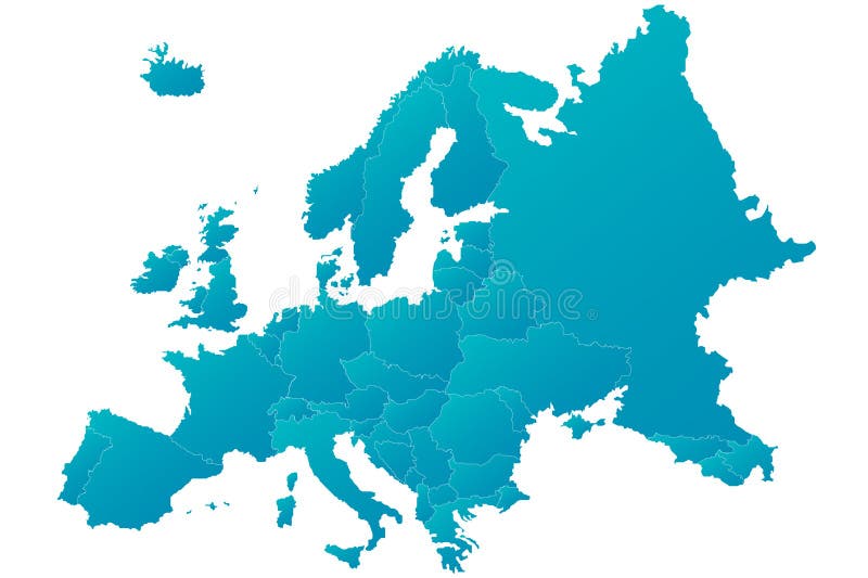 Blå detaljerad Europa högt översiktsvektor
