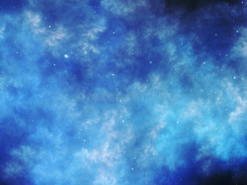 Blå glödande nebulosa i djupt utrymme stock illustrationer