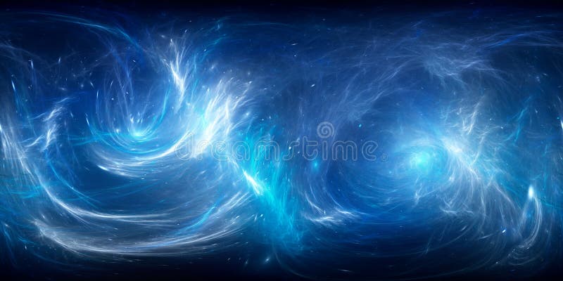 Blå glödande nebulosa i djupt utrymme 360 grader panorama royaltyfri illustrationer