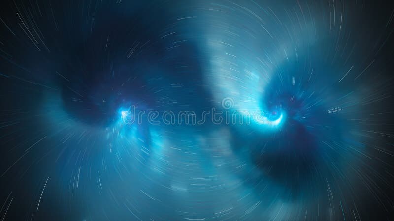 Blå glödande nebulosa med streckade banor för styrkafält royaltyfri illustrationer