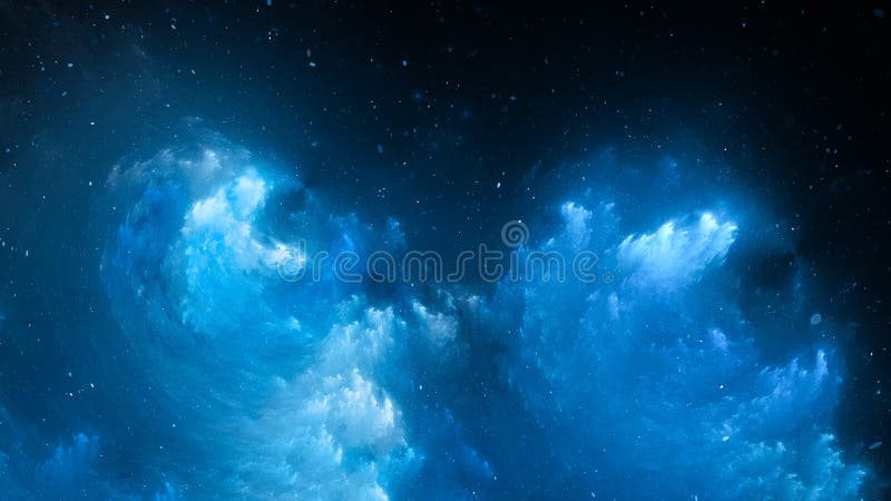 Blå glödande nebulosafractalbakgrund royaltyfri illustrationer