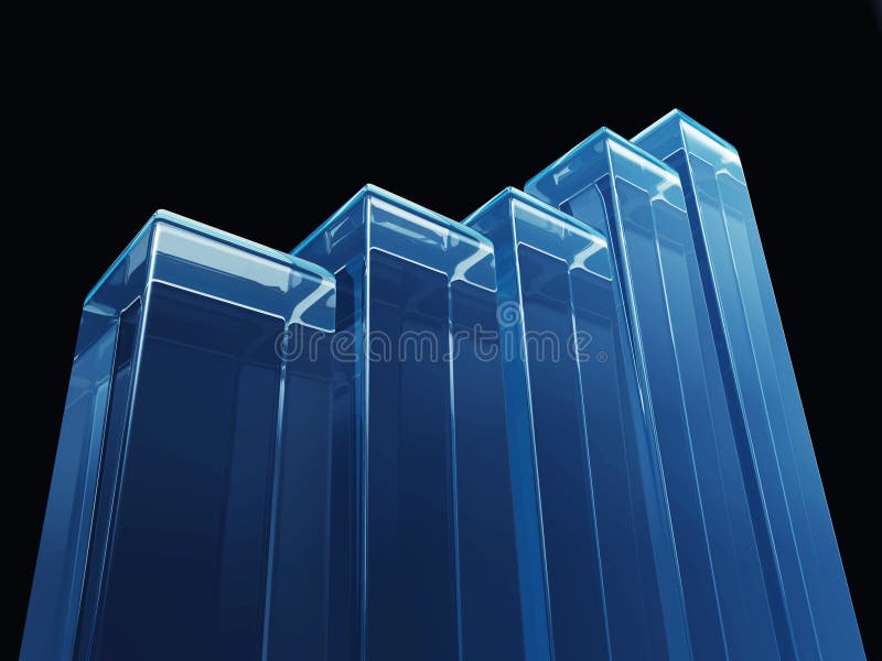 3D illustration of an up trend bar graph. 3D illustration of an up trend bar graph.