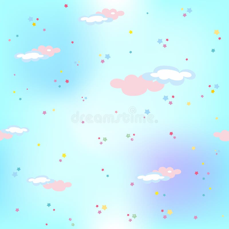 Blå himmel med stjärnor och moln magi seamless modell vektor royaltyfri illustrationer Blå himmel med stjärnor och moln magi seamless modell vektor royaltyfri illustrationer