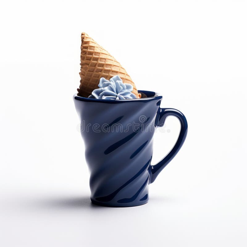 Blå kopp med glass cone oktana renderingsstil royaltyfri illustrationer