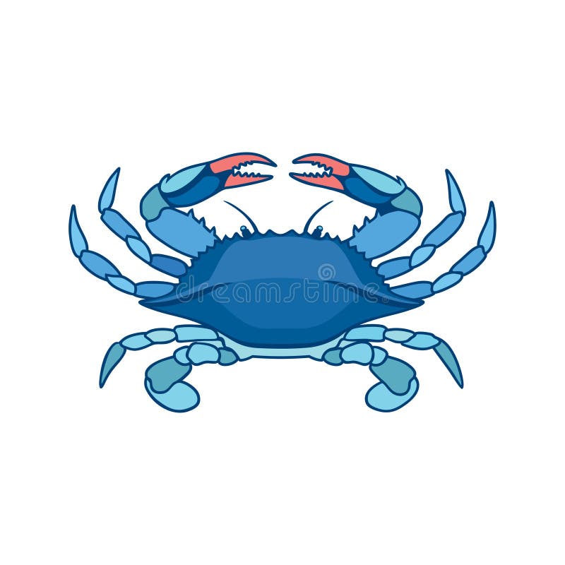 Blå krabba i vattenfärgsformat. Denna logotyp får användas för en fiskenäring, en restaurang för skaldjursprodukter osv..