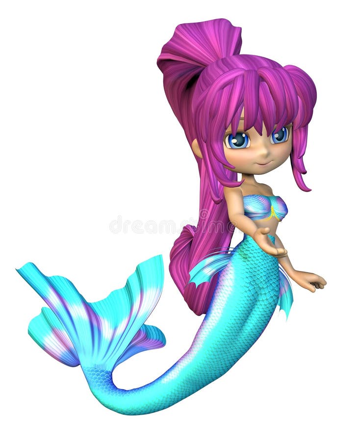 Blå ljus gullig mermaid toon stock illustrationer