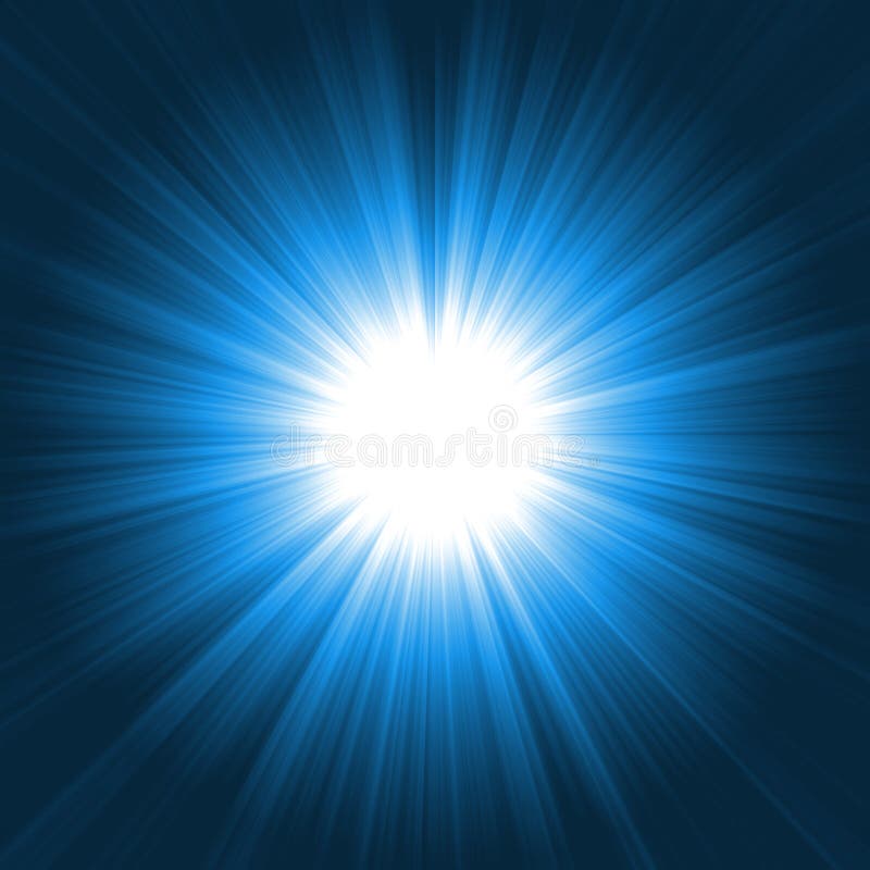 Blå ljus lightburst royaltyfri illustrationer