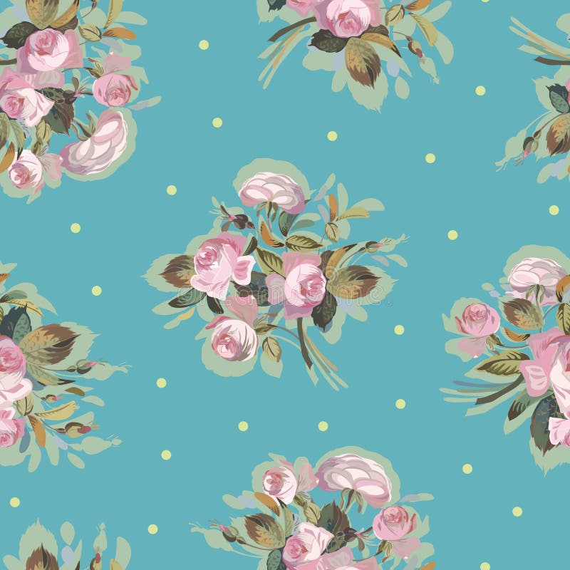 Blå modell med den rosa buketten royaltyfri illustrationer Blå modell med den rosa buketten royaltyfri illustrationer