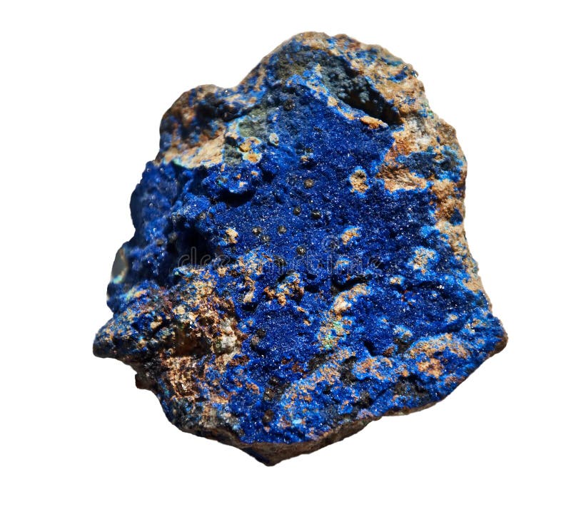 Blå sten för Azuritekobolt som isoleras på vit