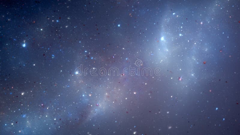 Blåa glödande nebulosa, stjärnor och galaxer på starfield royaltyfri illustrationer