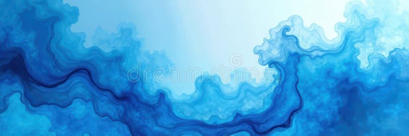 Blåblå, vattenfärgad, abstrakt textur med pulserande mjuka hav stock illustrationer