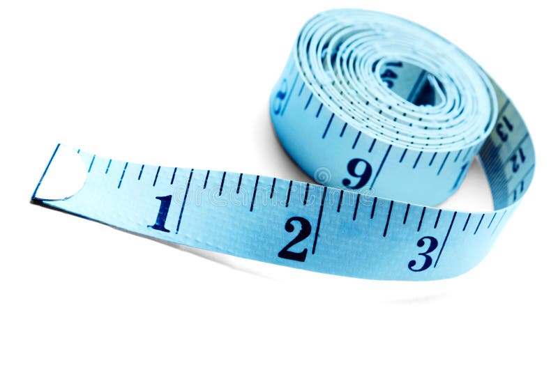 Blue color tape measure isolated over white. Blue color tape measure isolated over white