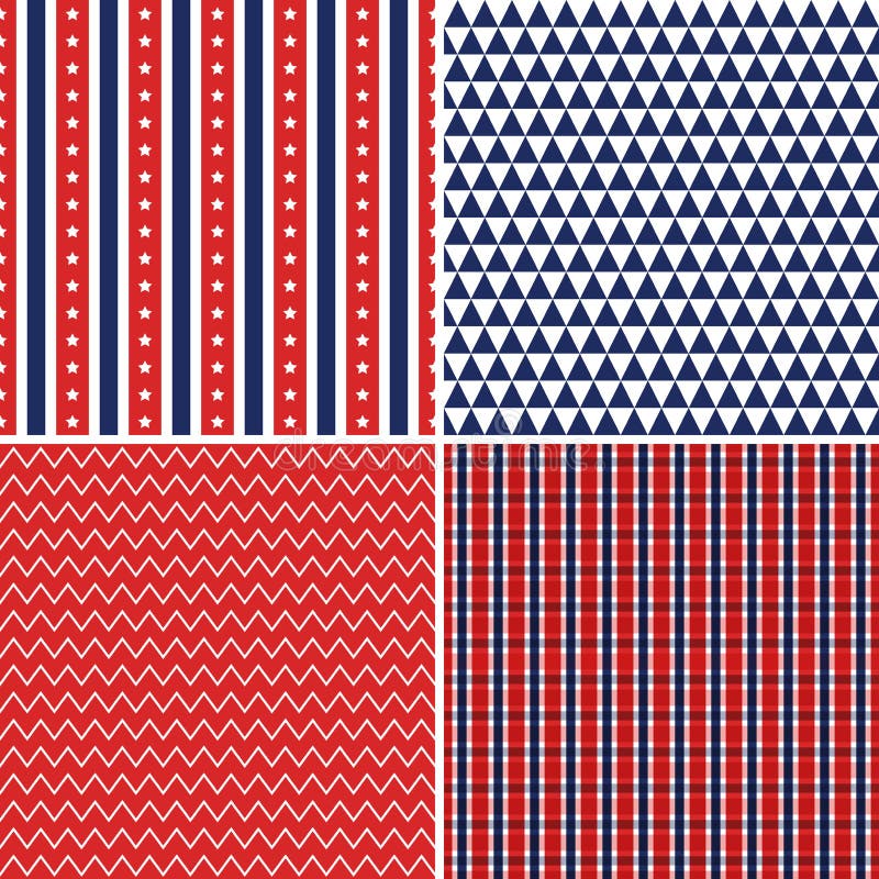 Blått för vit för sömlösa självständighetsdagenbakgrunder röda stock illustrationer Blått för vit för sömlösa självständighetsdagenbakgrunder röda stock illustrationer