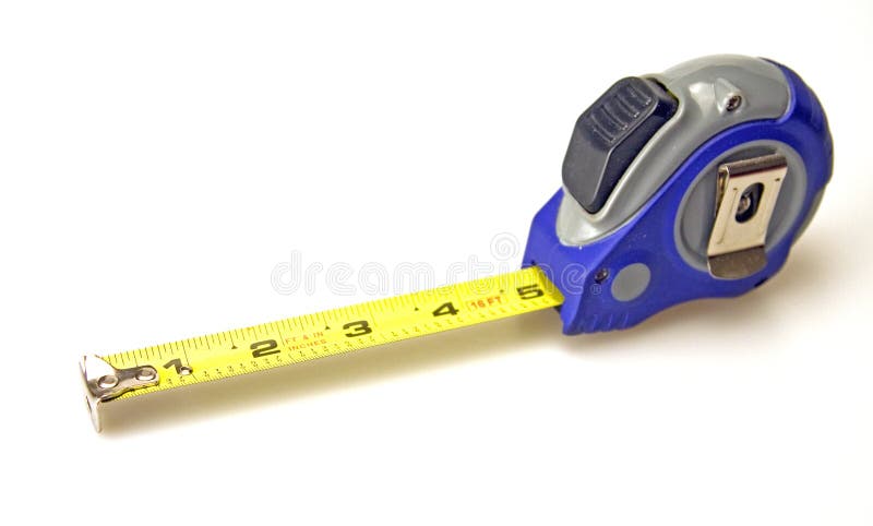 Blue and gray tape measure yellow rule in inches. Blue and gray tape measure yellow rule in inches