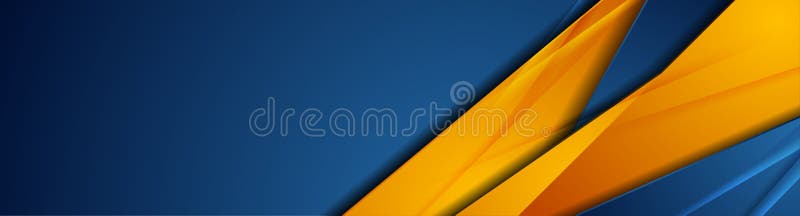Blått, orange abstrakt design för tekniska företagsbanderoller med hög kontrast