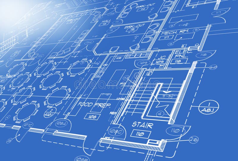 Blue print Plan showing stairs, tables, chairs. Blue print Plan showing stairs, tables, chairs