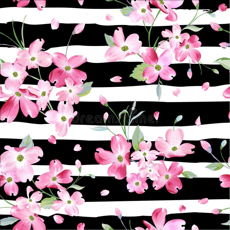 Blühender Frühlings-Blumen-Muster-Hintergrund Nahtloser Mode-Druck vektor abbildung Blühender Frühlings-Blumen-Muster-Hintergrund Nahtloser Mode-Druck vektor abbildung