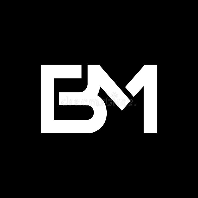 BM B M Letter Logo Design. Initial Letter BM Monogram on Black