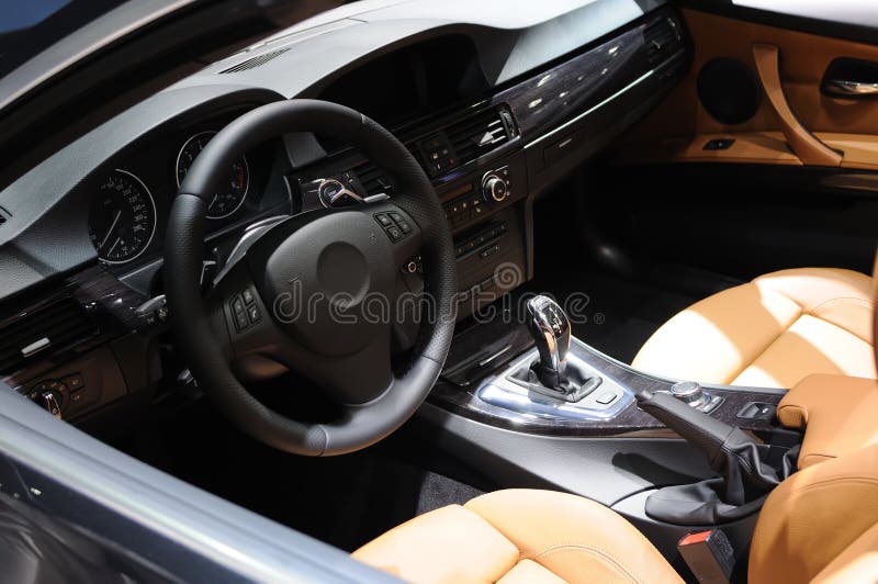 Interior of new luxury sports car. Interior of new luxury sports car