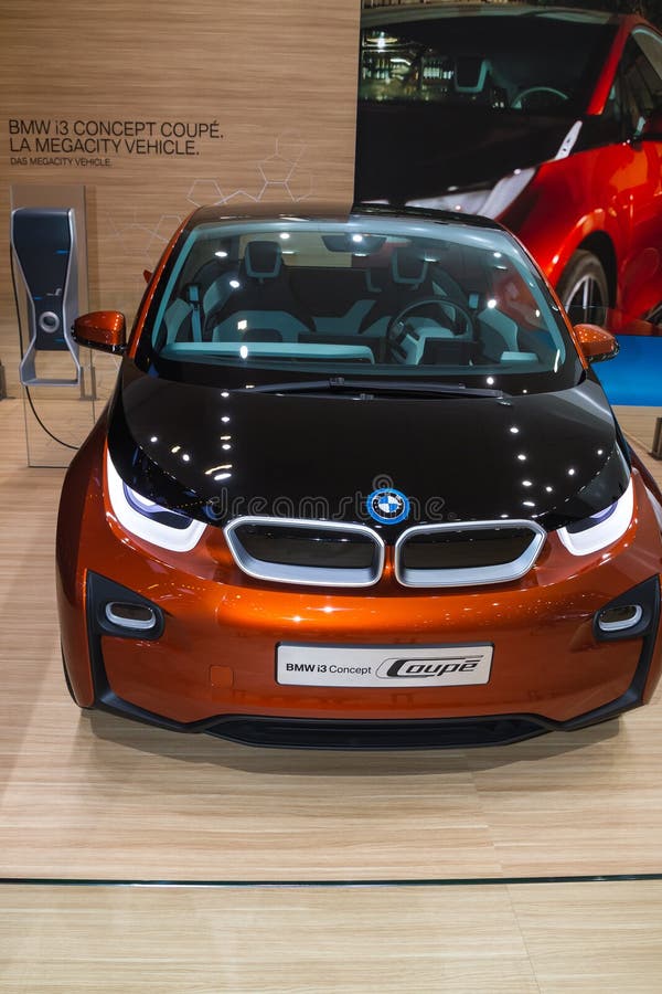 A BMW i3 concept coupe on display in the Geneva Motor Show 2013.